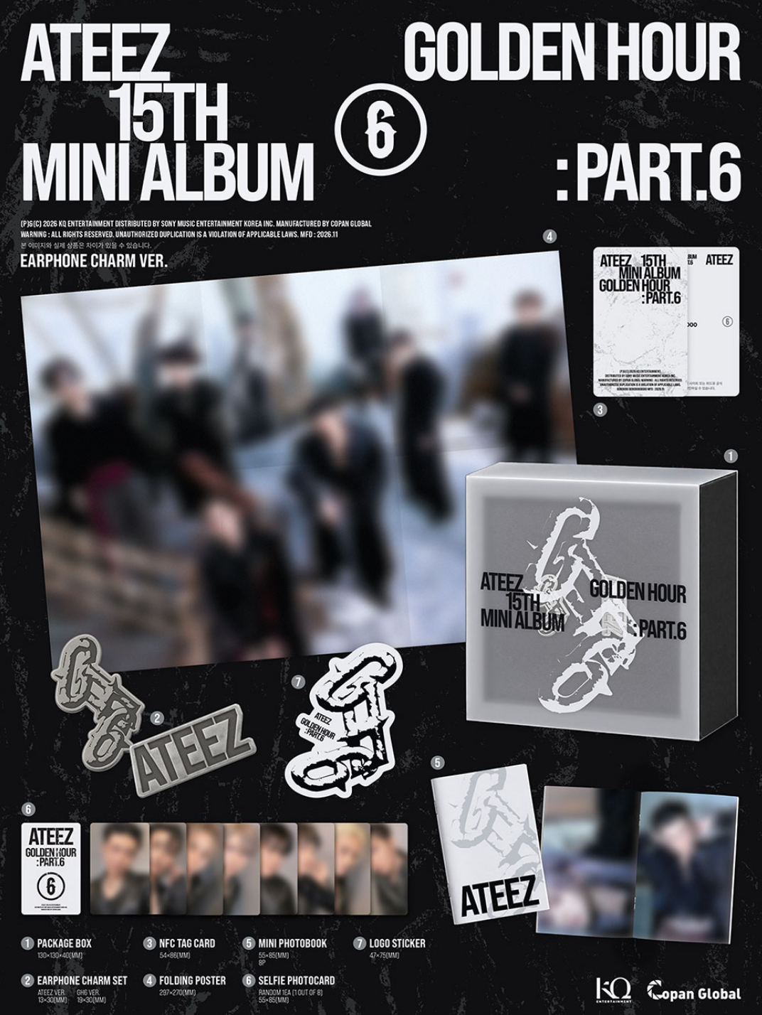 ATEEZ - GOLDEN HOUR : PART.6 (EARPHONE CHARM VER.) + Withmuu Gift