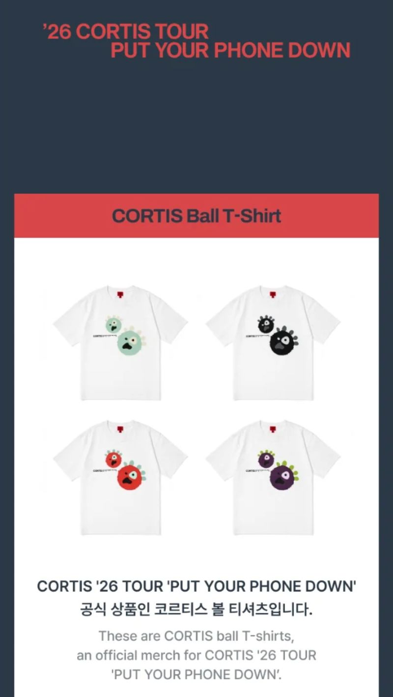 CORTIS - CORTIS BALL T-SHIRT ('26 CORTIS TOUR : PUT YOUR PHONE DOWN MD) Nolae