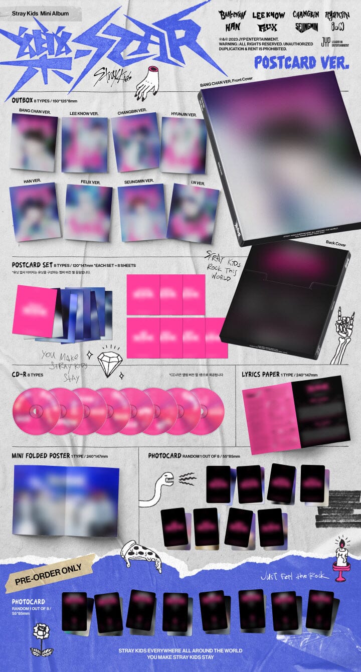 Stray Kids - ROCK-STAR (樂-STAR) Postcard Ver. + BDM Photocard Nolae